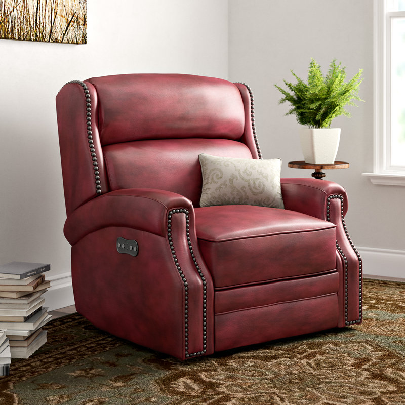 Winston Porter Skakli Leather Power Recliner with Power Headrest